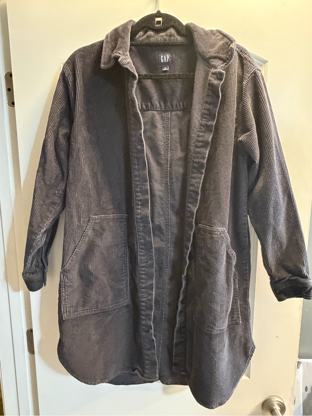 GAP Women's Charcoal Corduroy Open-Front Utility Jacket
